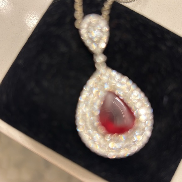 Gorgeous Ruby & Diamond Pendant 18kt. White gold from Hong Kong - Picture 9 of 17